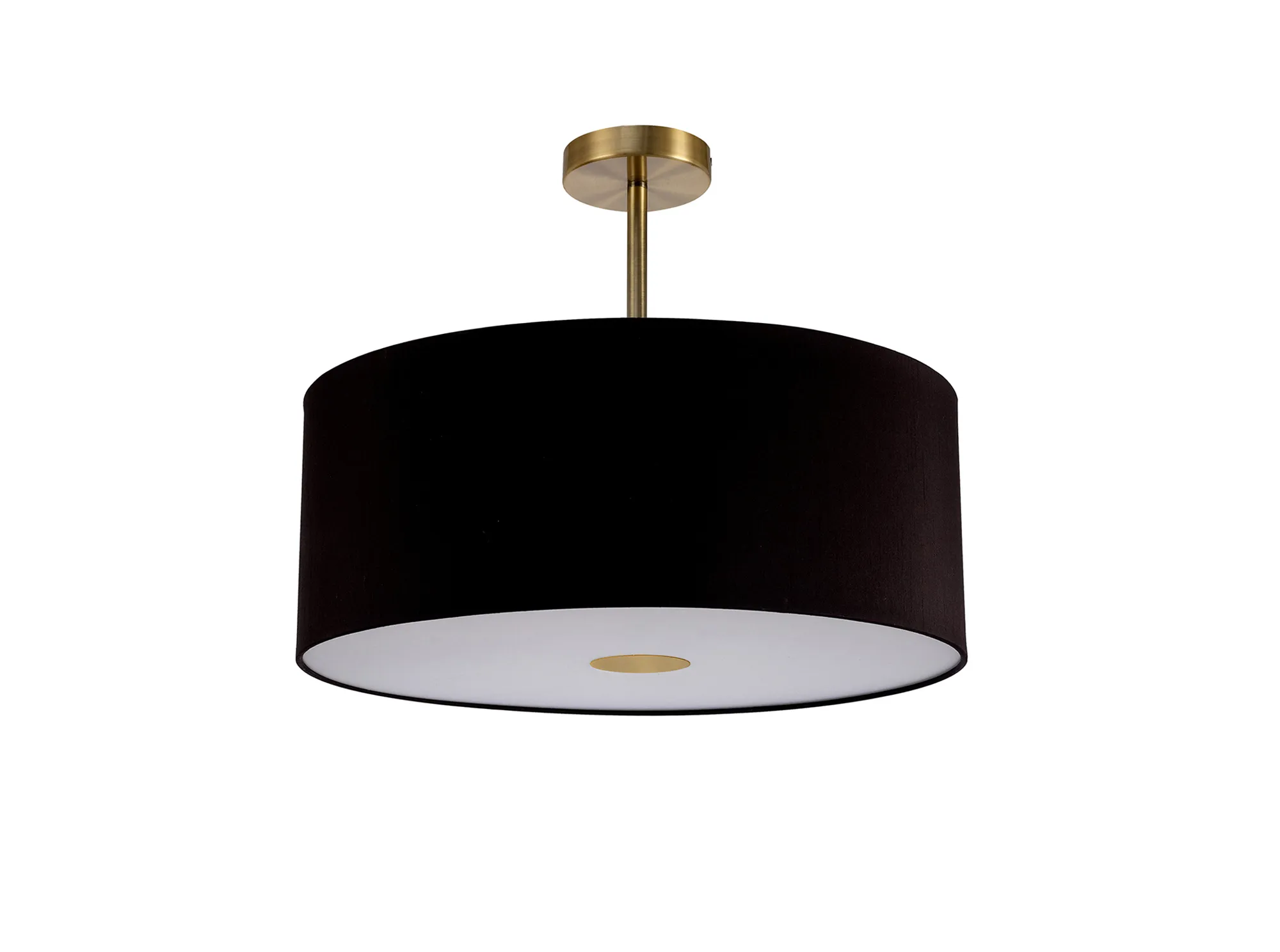 Baymont 50cm Semi Flush 1 Light Antique Brass, Midnight Black/Green Olive, Frosted Diffuser DK0187  Deco Baymont AB BL/GR